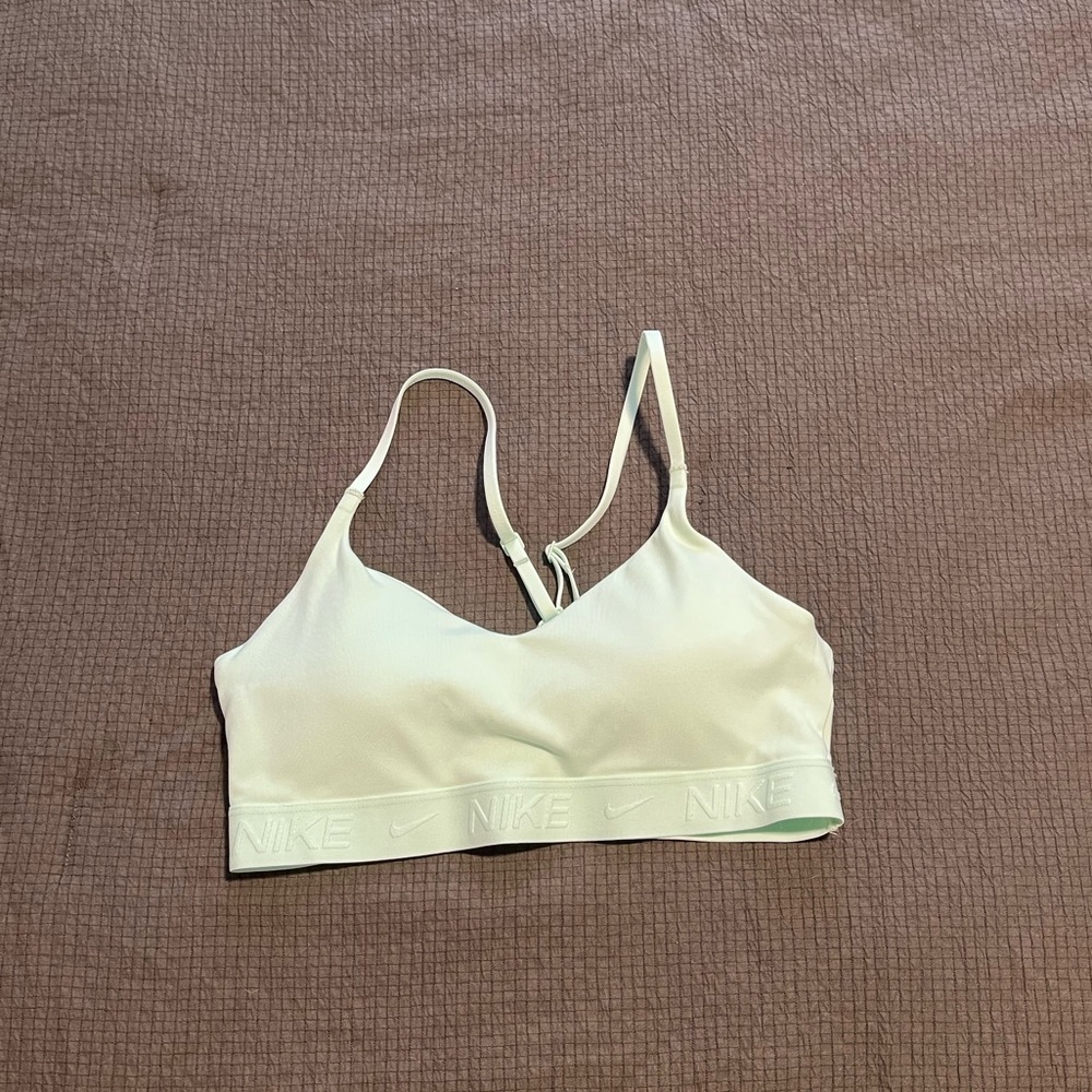 Nike Sports Bras in White and Neon Green - Picture 3 of 10